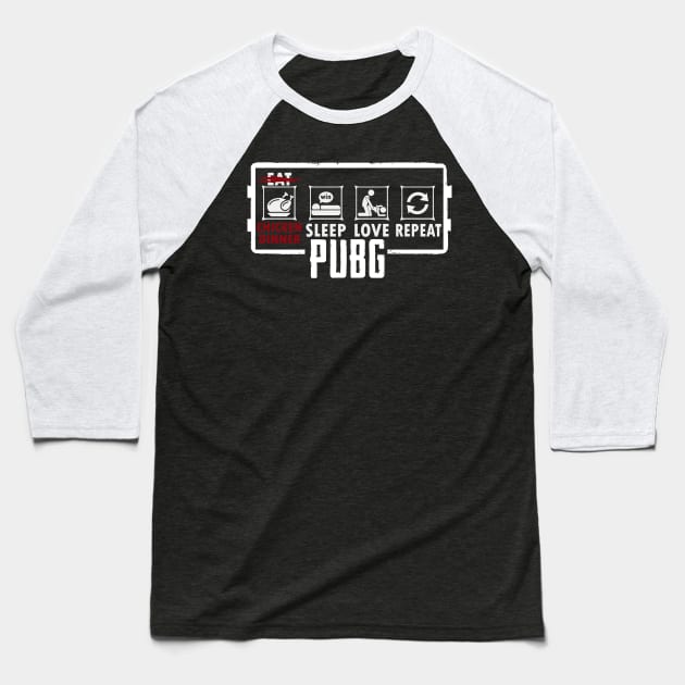 Eat Sleep Love X Pubg Compilation Baseball T-Shirt by NeetScrewd